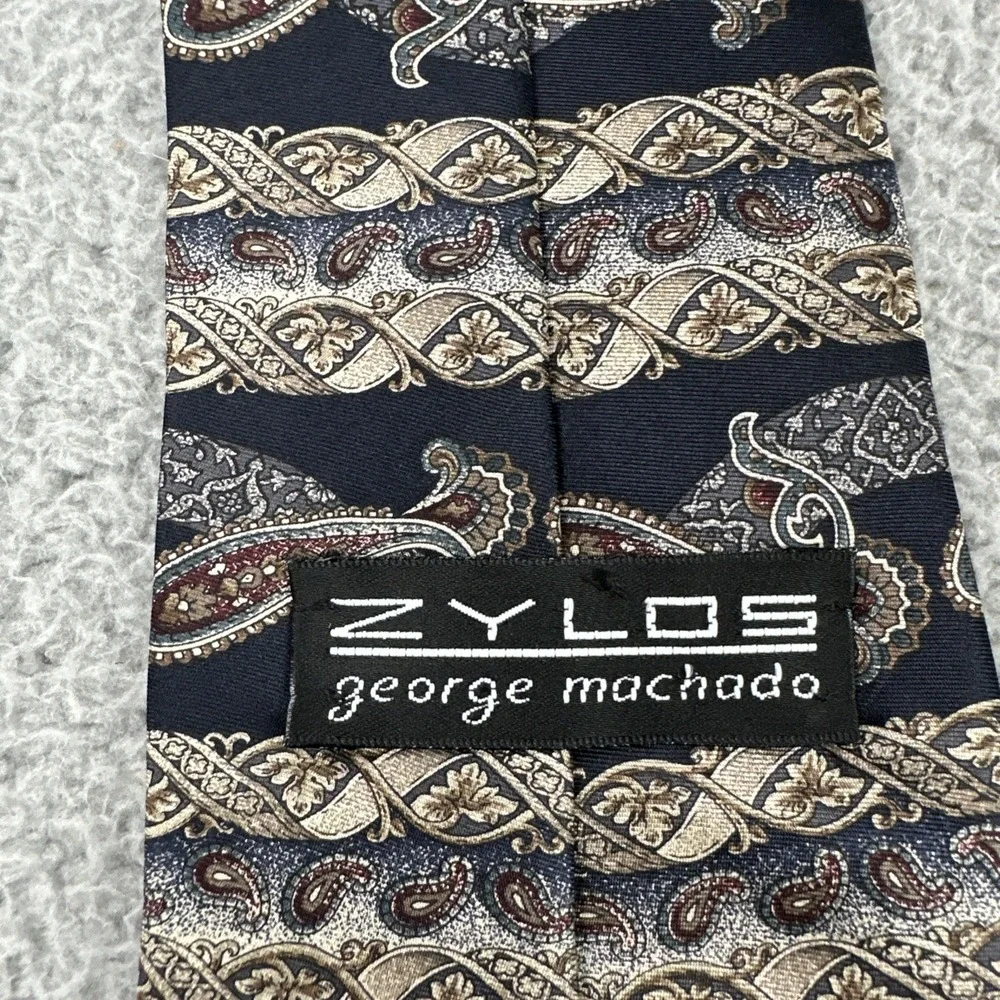 Zylos‎ George Machado 100% Italian Silk Neck Tie Paisley Geometric Made in USA